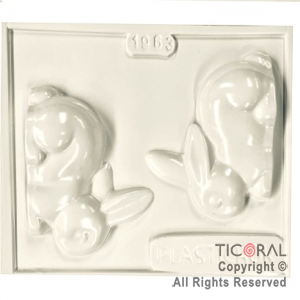 MOLDE A 1963 CONEJO (2 FIGURAS) x 4